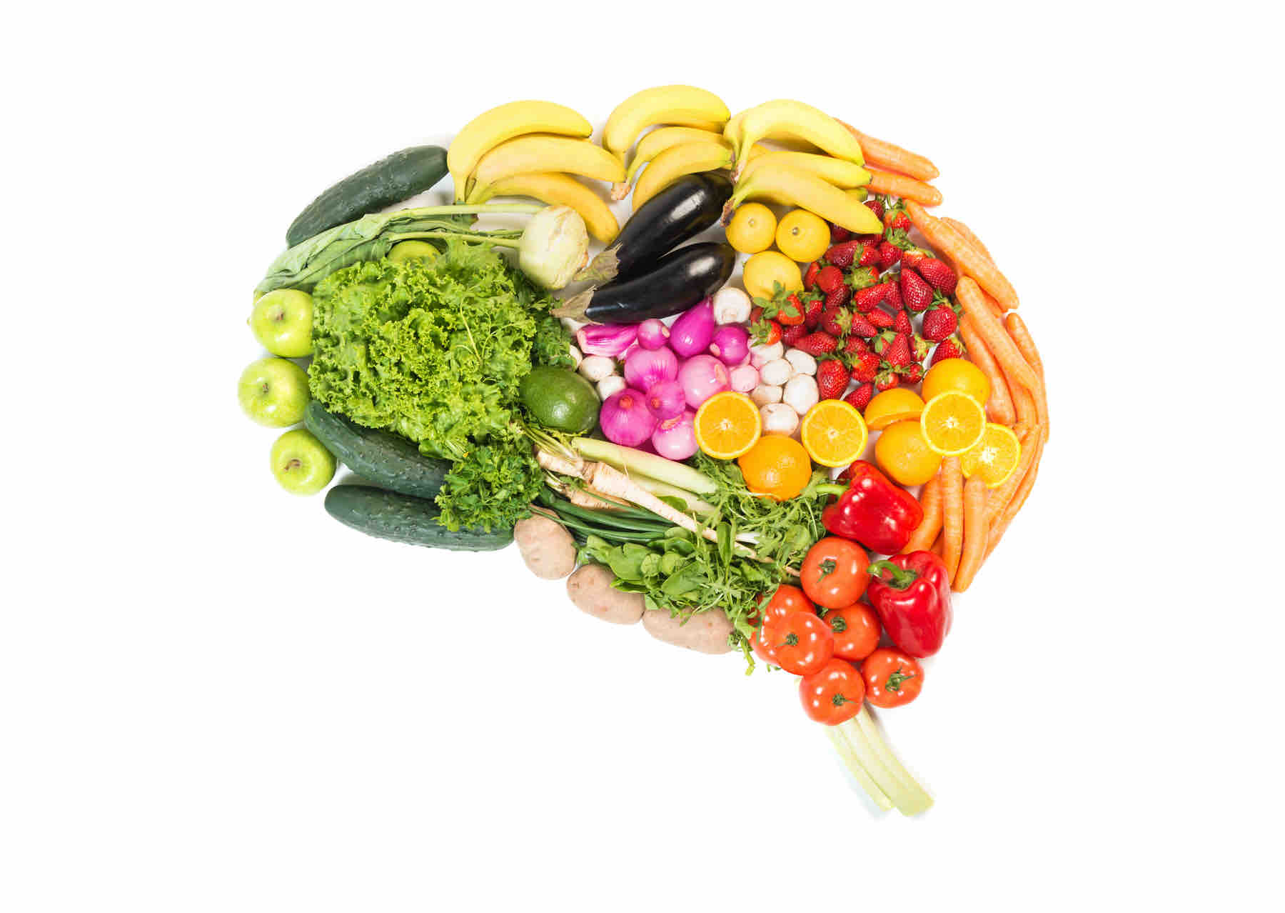 Colorful Healthy Food in Shape of a Brain