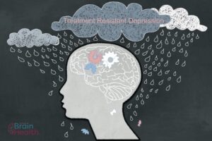 Depression Concept with Human, Broken Brain and Heavy Rain